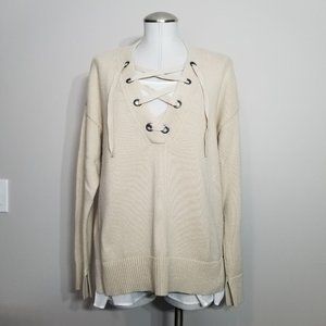 VERA WANG Pullover Lace Up 2Fer NWT Large